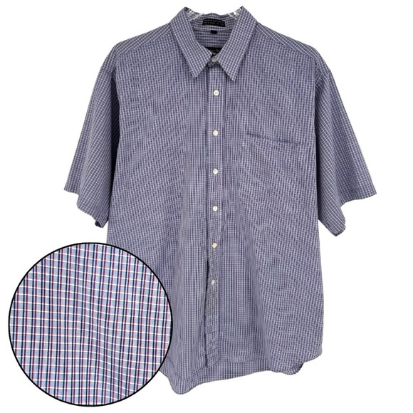 Christian Dior Monsieur Short Sleeve Button Down Blue Check Size Large - Picture 1 of 10